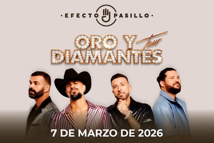 Members of the band Efecto Pasillo promoting the “Oro y Diamantes Tour”.
