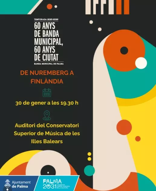 Abstract poster announcing a concert by the Banda Municipal de Música de Palma