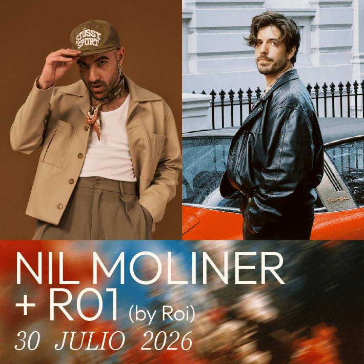 Promotional poster for Nil Moliner and R01 at Es Jardí on 30 July 2026.