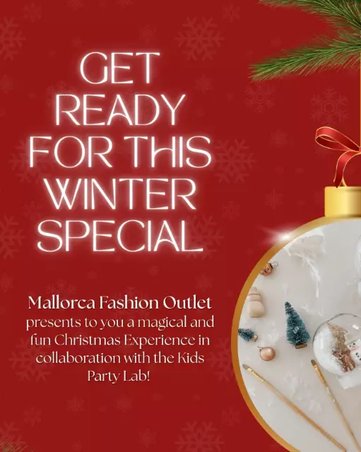 Christmas-themed kids workshop promotion at Mallorca Fashion Outlet