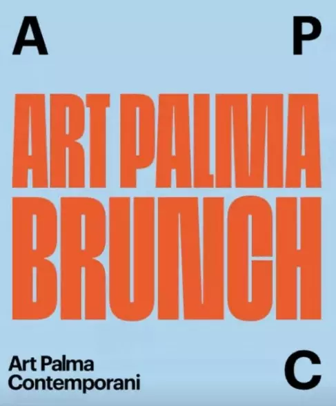 Poster reading “Art Palma Brunch” in large orange letters on a blue background.
