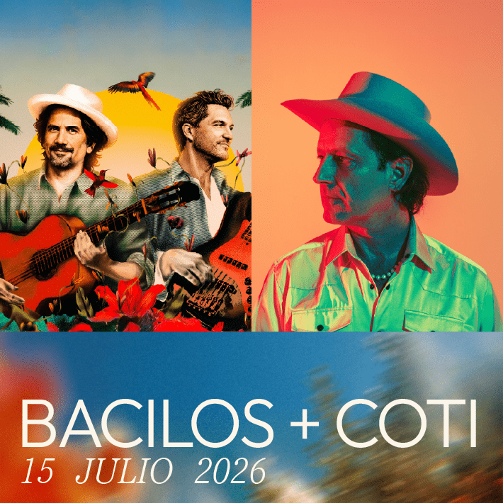 Promotional poster for Bacilos and Coti at Es Jardí on 15 July 2026.
