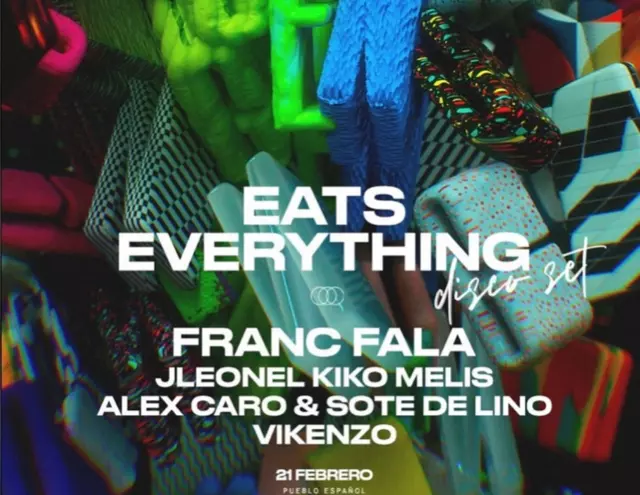 Event poster for Eats Everything DJ set at Pueblo Español in Palma
