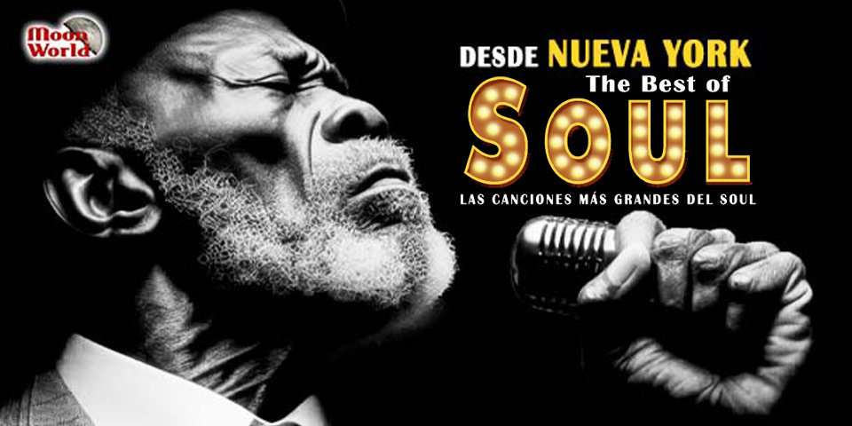 Soul singer performing into a microphone in black and white promotional image