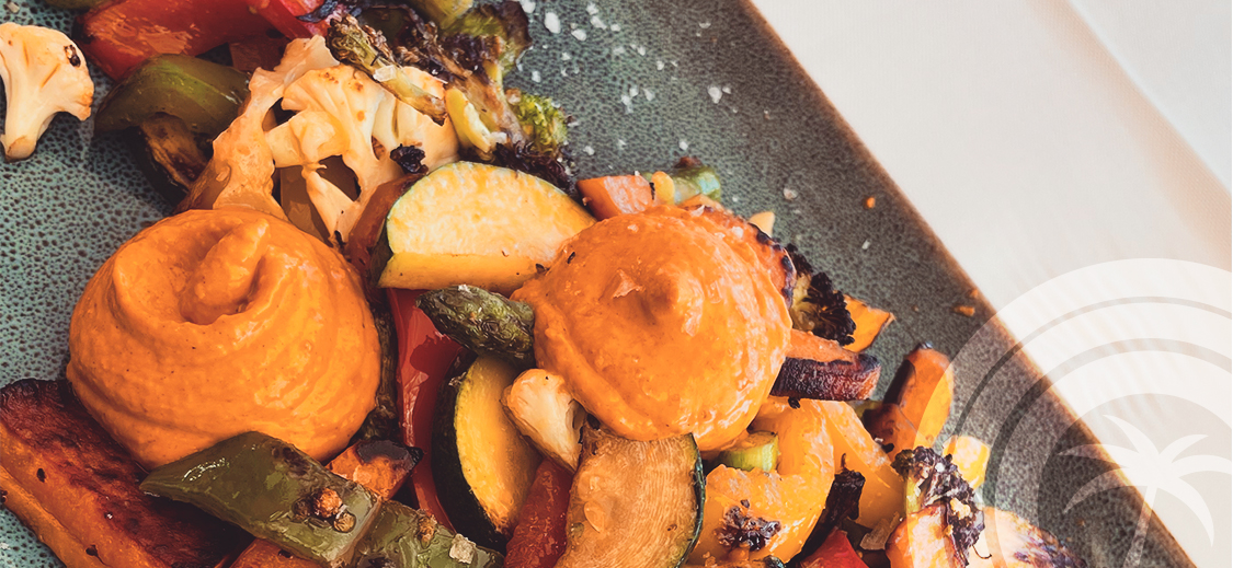 Grilled vegetables with romesco sauce at Babbo restaurant in Portocolom