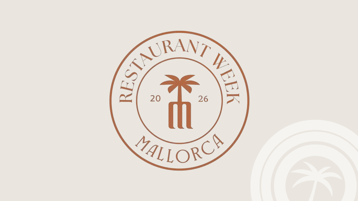Mallorca Restaurant Week 2026 logo with palm tree emblem in terracotta on beige background