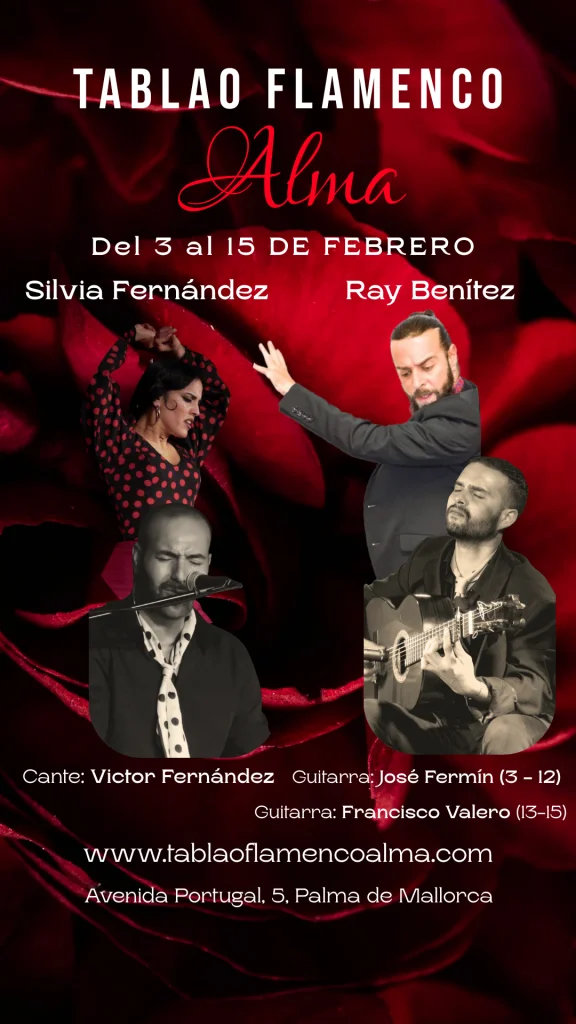 Flamenco dancers and musicians performing at Tablao Flamenco Alma in Palma